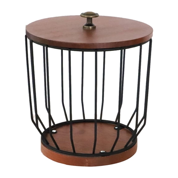 Raindrops Dark Brown Iron Desktop Storage Basket for Coffee Snack or Fruit 8.5 x 5.5 x 6 Inches