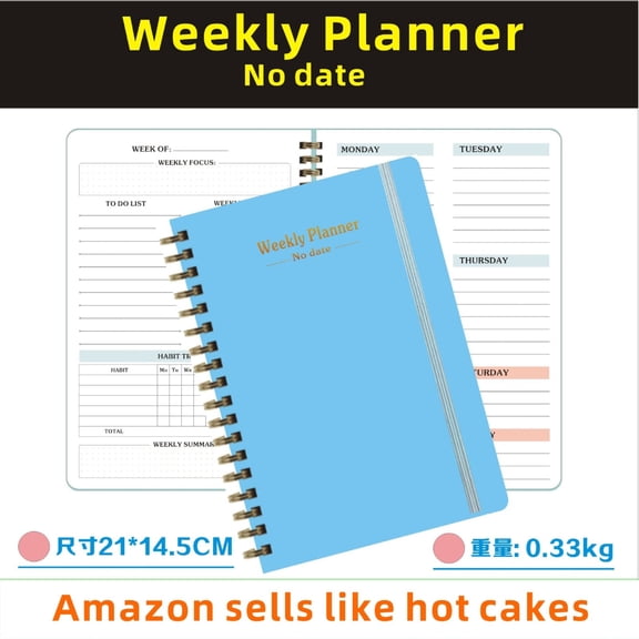 Desktop Coil Planner Notebook Undated,Lay-Flat Binding with Thick Paper,for Business Meetings and Journaling,1-Piece