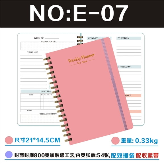 Desktop Coil Planner Notebook, Undated Stock Coil Notebook, Daily Weekly Monthly Organizer, Home Office Use
