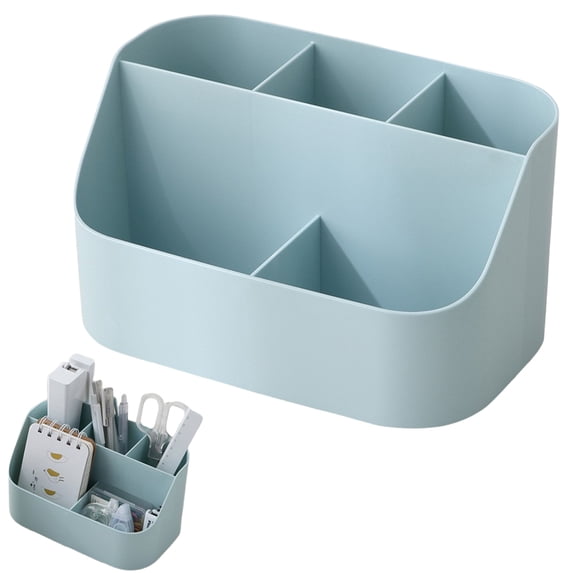 Desktop Compartment Storage Box for Desk Organization,Multifunction Plastic Organizer for Cosmetics Stationery Vanity Table Home Office Use,desk organizer,Blue,1PC