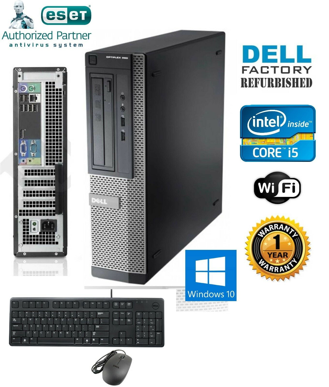 Pre-Owned Desktop Computer Dell Intel Core i5 Windows 10 HP 64 500gb HD ...