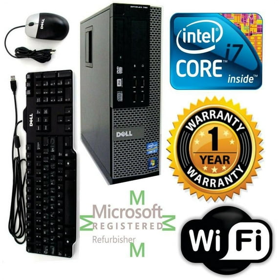 Restored Desktop Computer Dell SFF 7020 Intel i7-4770 3.40GHz 32GB Ram NEW 500GB SSD Windows 10 HP DVI Wi-Fi, 1 Year Warranty (Refurbished)