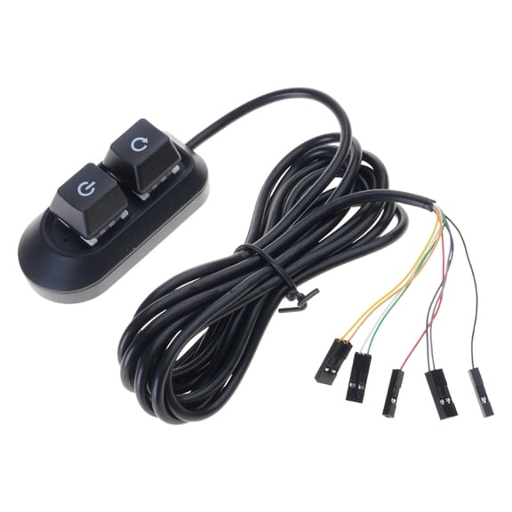 Desktop Computer External Power Button Switch with LED Lights for 2.54mm Motherboard Power Switch Button