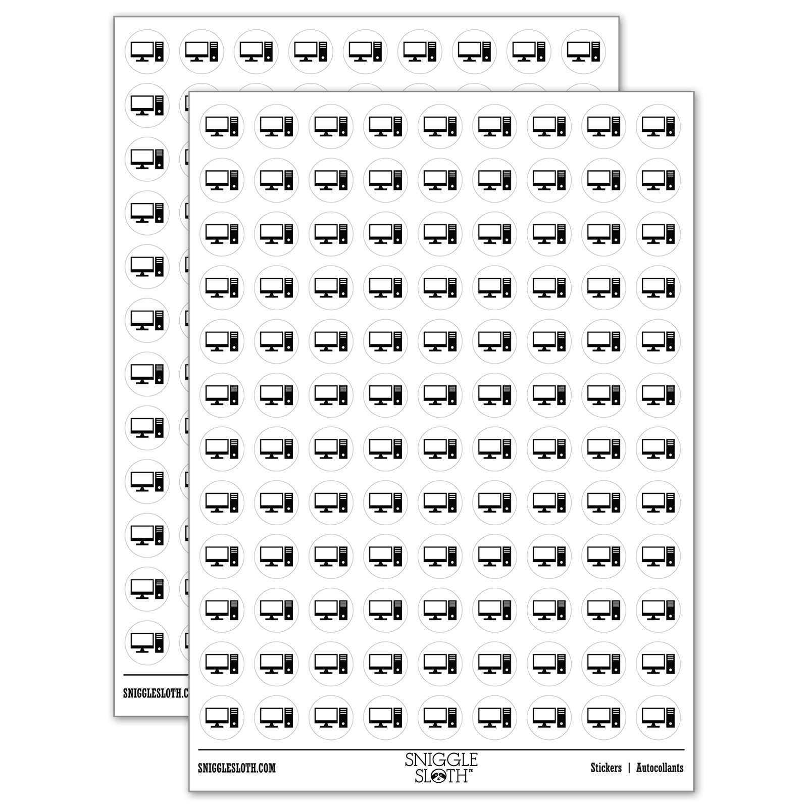 Desktop Computer Icon 200+ Round Stickers - White - Matte Finish - 0.50 ...