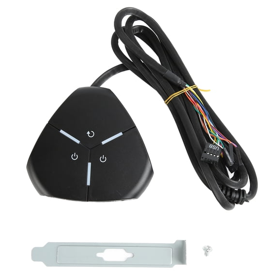 Dual Power Switch for Desktop Computers with 2 USB Ports and Audio Jacks, Compatible with Various Desktop Models
