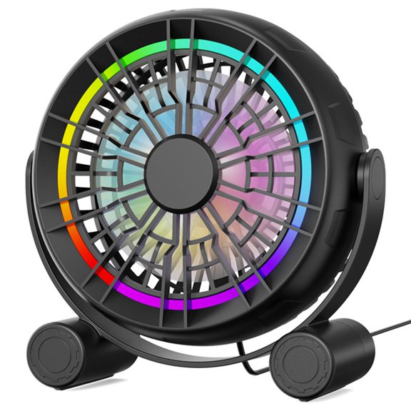 Desktop Convenient USB Small Fan LED Lighting Fan 3 Speeds