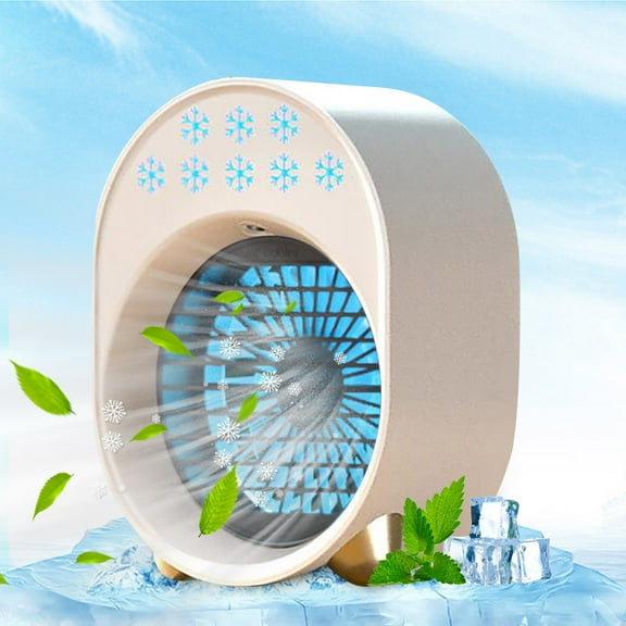 Desktop Cooling Fan with Humidifier - 300ML Ice Water Tank, Three Wind Speeds, USB Powered, Adjustable Wind Direction, Low Noise, Ideal for Home, Office, and Travel(White)