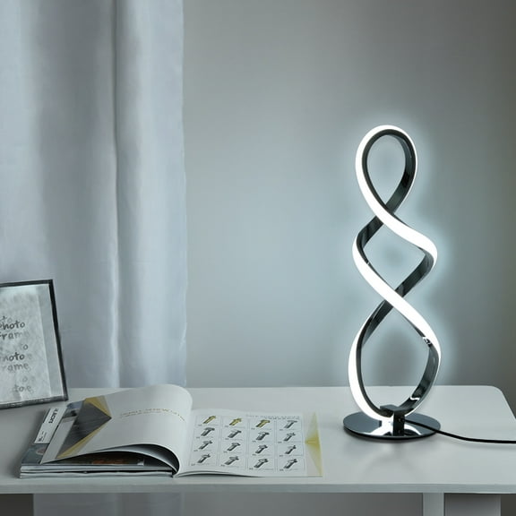 Desktop Corded Bedside Lamp, LED Table Lamp for Bedroom Spiral Table Lamp Lighting Fixture