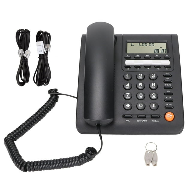 Desktop Corded Telephone 16 Bit LCD Display Button Landline Phone with