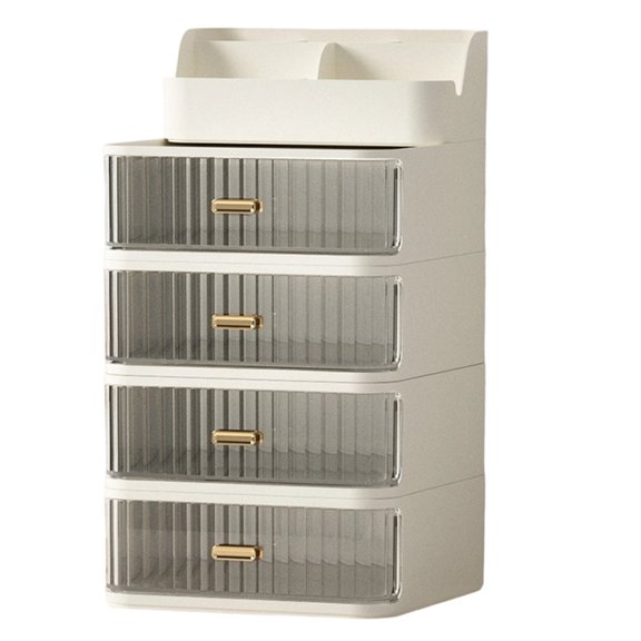 Desktop Cosmetics Organiser with Clear Drawer Space Saving Stackable Plastic Storage Box For Makeup Tool School Supplies