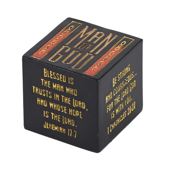 Dicksons CUBE-302 Man Of God Blessed Is The Man Who Trusts Black and Gold 2 x 2 Resin Encouraging Decorative Desktop Cube