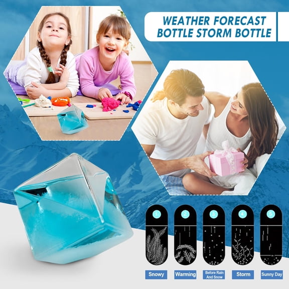 Desktop Decor,180MLChangeable Glass Weather Change Bottle Desktop Decoration Glass Crafts Water Cubes Weather Bottle Forecasts Bottle