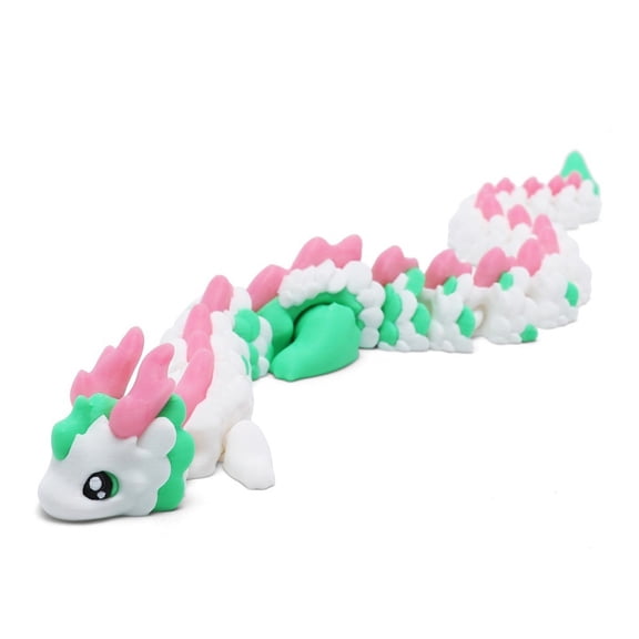 Desktop Decor 3D Printed Horned Dragon Movable Ornament Figurine Dragon Animal Model Home
