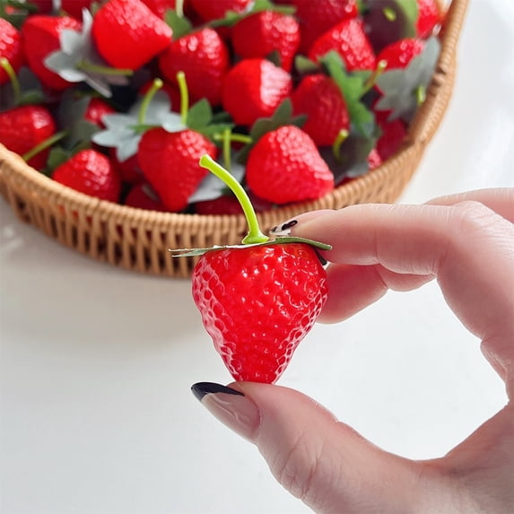 Desktop Decor,Artificial Red Strawberries Simulation Realistic Strawberry Artificial Decoration Photography Prop For Home Kitchen Ornament