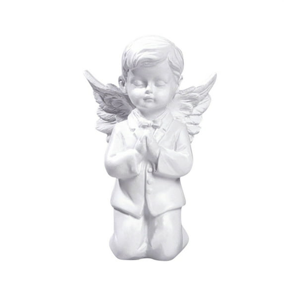 Desktop Decor,Baby Angel Resin Cherub Statue Garden Miniature Statue Cute Angel Sculpture Memorial Statue Gold White Cherub Sculpture