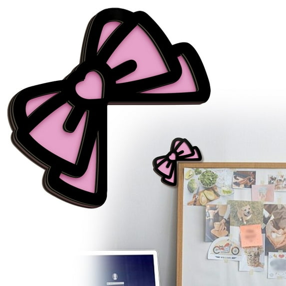 Desktop Decor,Bow Shape Wooden Desk Corner Decor 2D Wall Decoration Adhesive Computer Desk Corner Cover