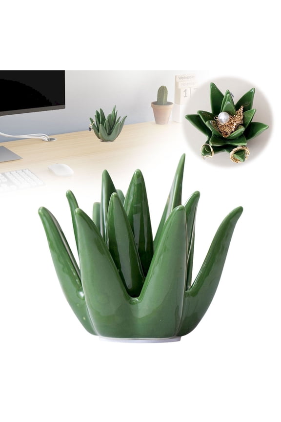 Desktop Decor,Jewelry Tray Ring Plate Aloe Jewelry Tree Ceramic Aloe Jewelry Holder Earring Holder Rack Bracelets Organizer Jewelry Hanger Jewlery Necklace Ceramics Bracelet Holder