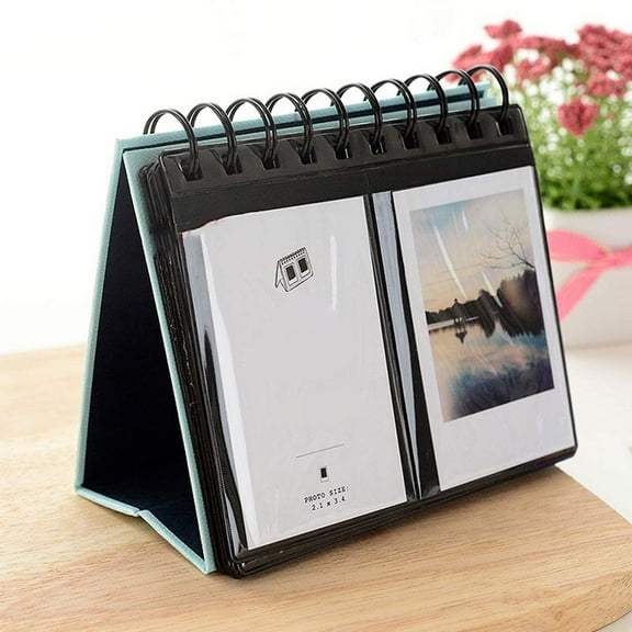 Desktop Decor,Photo Album Pocket Calendars Home Desktop Decoration Blue Photos Album Pocket Calendar Memory Album Desk Calendar Desk Decorations