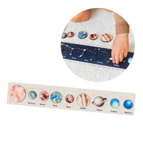 Desktop Decor,Wooden Solar System Universe Learning Puzzle Pieces Ornament