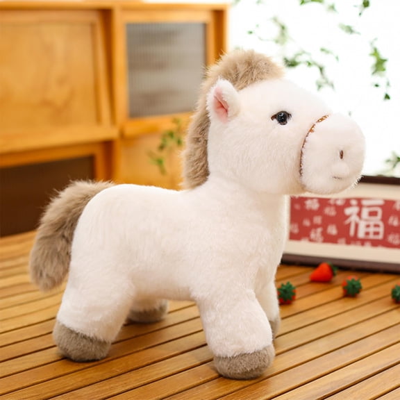 Desktop Decoration 15cm White Plush Pony Figurine Soft Little Horse Doll for Kids Room Decor(1Pcs) Rkxzt