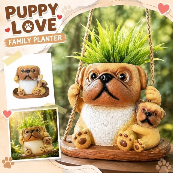 Desktop Decoration, Adorable Dog Planter Decorative Cactus Flower Pot for Desktop Garden Home Shelf Decor Heartwarming Animal Figurine Container Ornament, 3.9" A