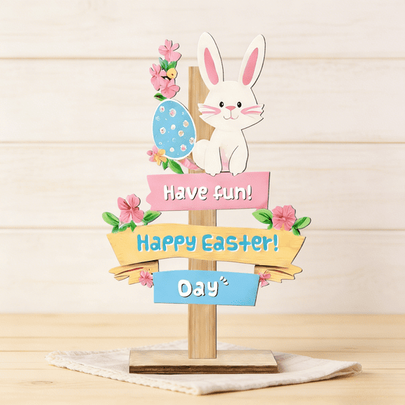 Desktop Decoration Easter Table Top Decor, Easter Wooden Bunny Ornaments Easter Fireplace Decor, Decorative Signs & Plaques Easter Sign(1pc)