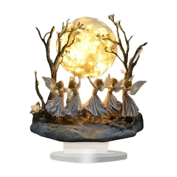 Desktop Decorative Ornaments,Modern Acrylic Moon Desktop Ornament,Celestial Night Light Compatible Art Piece for Bedroom, Living Room, Office Decor