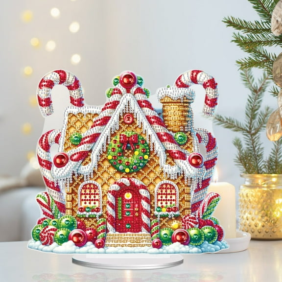 Desktop Diamond Art Painting Kit, Colorful Cookie Houses DIY Desktop Ornaments Decoration, Acrylic Special Shape Diamond Art, Suitable for Home Decorative Ornaments and Gifts