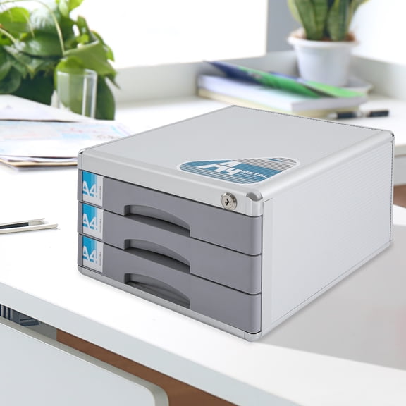 Desktop Drawer Organizer, Aluminum Alloy File Organizer, Lockable Drawer Organizer