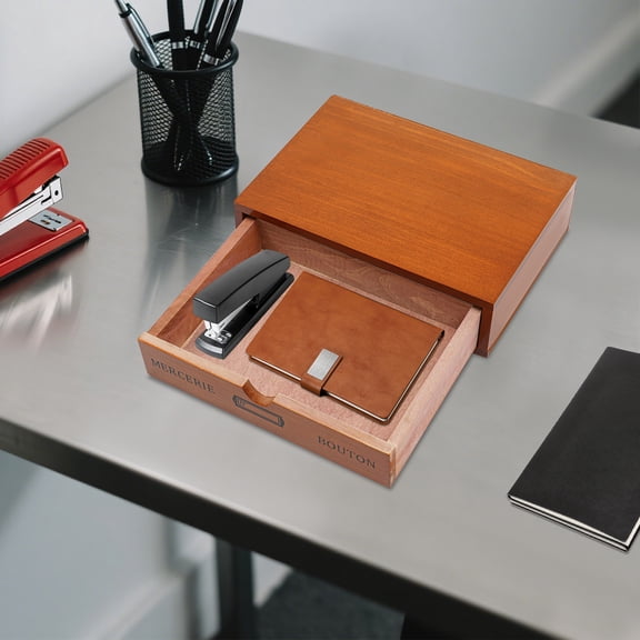 Desktop Drawer Organizer, Single-Drawer Storage Box, Wooden Desktop Jewelry Organizer