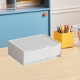 thumbnail image 1 of Desktop Drawer Organizer White Plastic 9x6x3in Modular Stacking Drawers | Smooth Slide Shelves Sturdy Space-Saving Storage for Desk Stationery, Cosmetics, Office Supplies, 1 of 6
