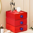 thumbnail image 1 of Desktop Drawer Organizer with Knobs, 7.9 Inch Plastic Makeup Storage Box, Stackable Modular Stationery Case at Home Office Workspace and Vanity Decor, 1 of 7