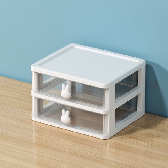 Desktop Drawer Storage Box | Transparent Plastic Organizer for Cosmetics Jewelry Stationery | Dirt-Resistant Multi-Use Stackable Container | 17x14.5x11cm | 1 Pack