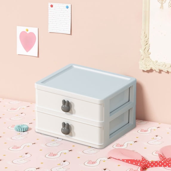 Desktop Drawer Type Storage Box Transparent Visible, Stackable Space Saving Organizer, Multifunctional Case for Student Stationery Cosmetics Jewelry Office Home
