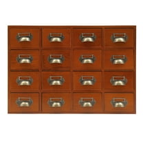 Desktop Drawers Storage Cabinet, 16 Drawer Cabinet, Wooden Medicine Organizer Brown 19.69*3.94*13.78in