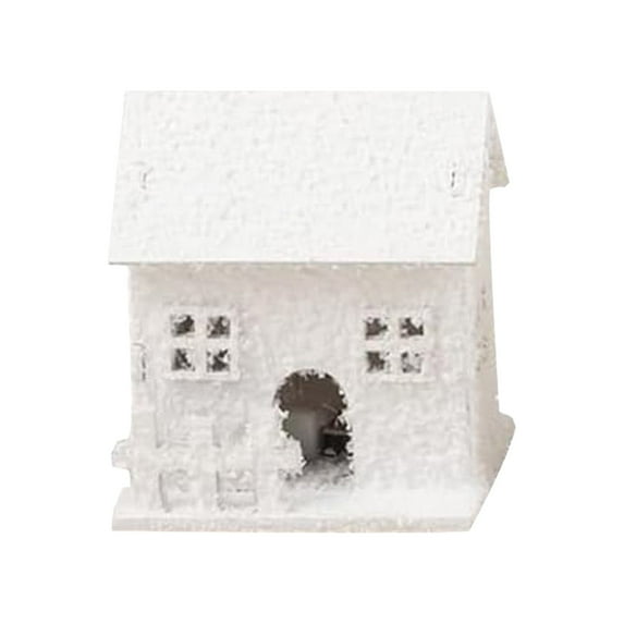 Desktop Dress Up, Ongmies Joywu Lighted Wooden Houses for Tabletop Decor 3 Pcs Village Houses with Snow and Led 12Cm Winter Village Accessories Set White Xmas House Figurine, B