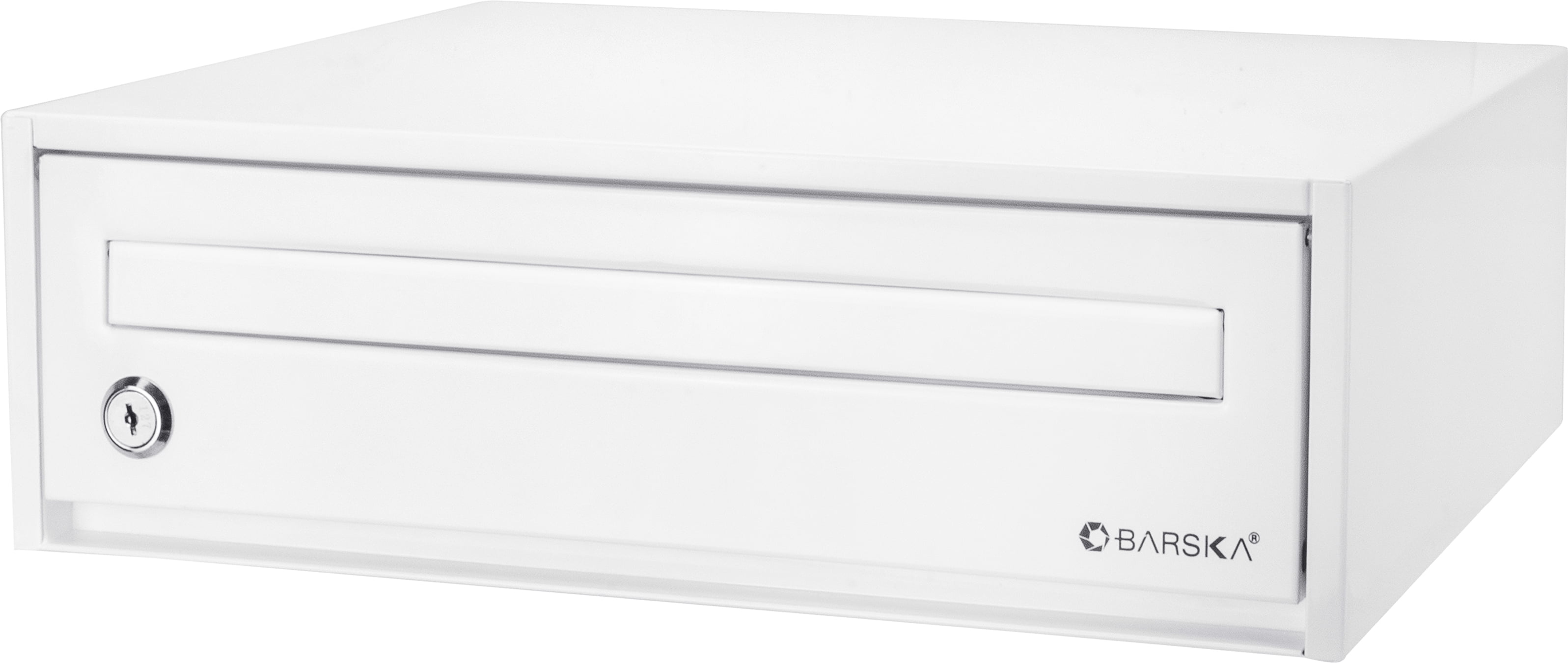 White Steel Key Lock Desktop Drop Box with Backup Keys