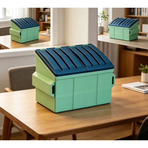 Desktop Dumpster Compact Desk Mounted Trash Bin With Twist Lock Chute System For Cable Port Installation And Under Desk Waste Management