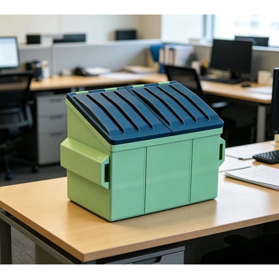 Desktop Dumpster Innovative Mini Waste Bin With Desk Mounted Chute Fits 80 Plus Millimeter Cable Ports For Office Home And Gaming Setup Cleanliness