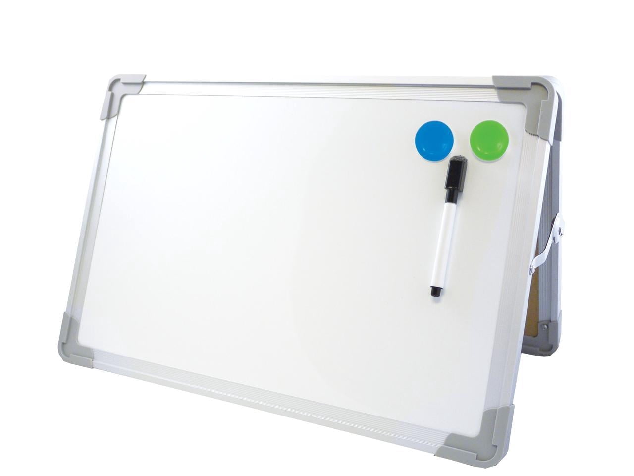 16" x 20" Magnetic Double‑Sided Desktop Dry Erase Easel with Aluminum Frame, Marker & Magnets
