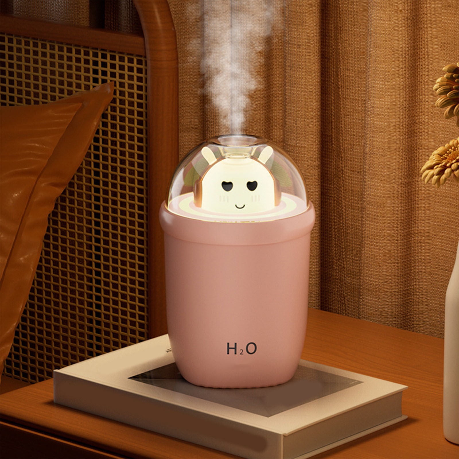 Desktop Evaporative Humidifier, Home Aromatherapy Diffuser, 300ml Capacity, LED Night Light, for Bedroom/Studio, Portable Design, White Plastic, Quiet Operation, Aromatherapy Spray, Air Soulcaz