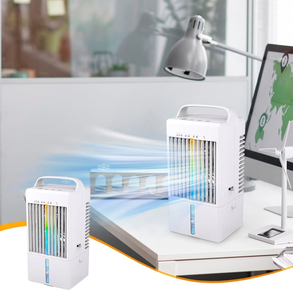 Desktop Evaporative Water‑Cooler Fan With USB, Portable Mini Air Conditioner For Office Desk, Strong Wind, Quiet, Night Light, Rechargeable Or USB Powered, Compact Space Cooler For Home Dorm