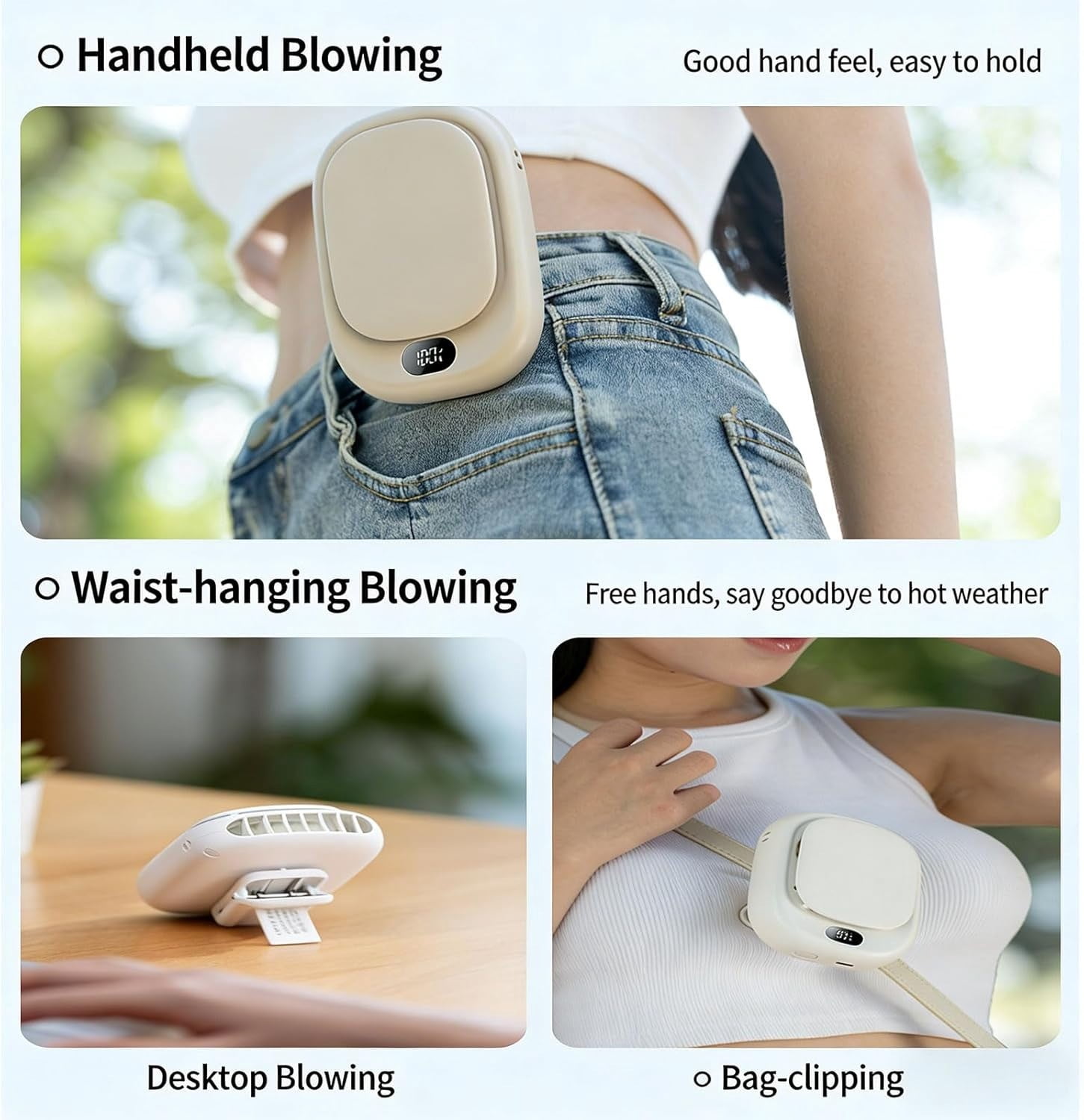 Desktop Fan 2-in-1 Rechargeable Hand Warmer with Digital Display,Hands-Free Cooling Fan for Outdoor Work