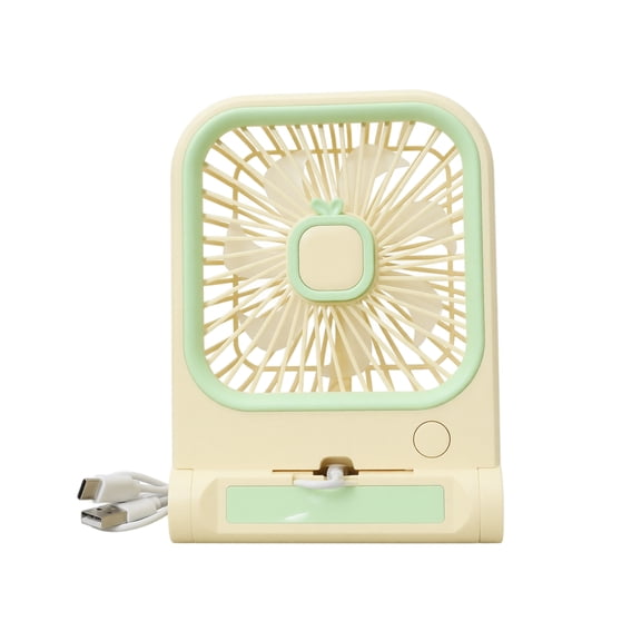 Desktop Fan, 3 Speed Adjustable USB Rechargeable, Square Bunny Ear Design Yellow 1 Pack, Personal Small Fan for Desk Wall Mount Outdoor Camping Home Office Dorm