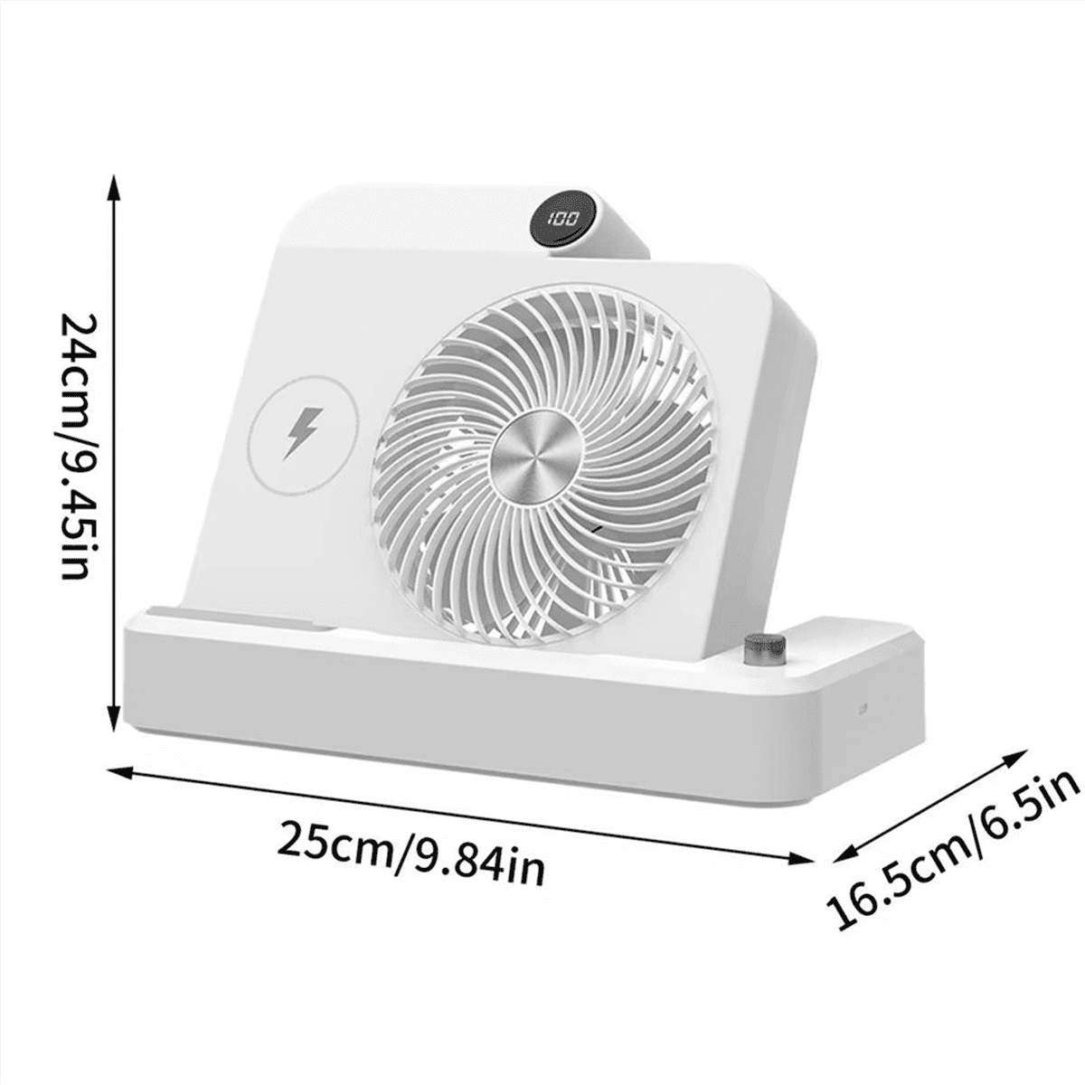 Desktop Fan Air Circulator Fan with Wireless Charger Angled Base 100 ...