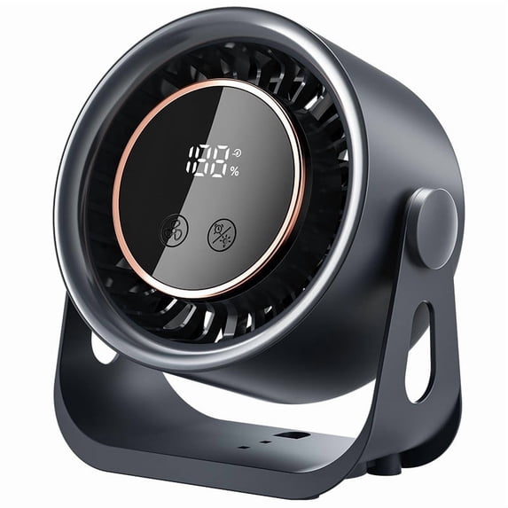 Desktop Fan with Digital Display & Humidifier Function, USB Rechargeable Adjustable Speed Fan, Tiltable Design for Quiet Cooling in Home, Office and Bedroom Spaces