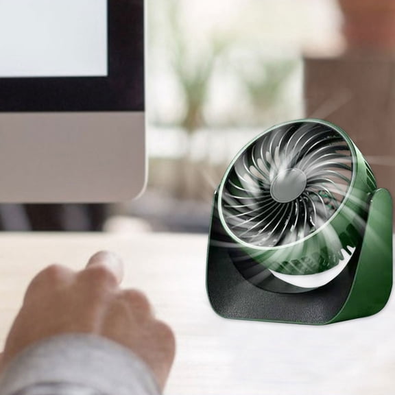 Desktop Fan Quiet Brushless Turbine, Rvkxad Mini Fan 360 Degree Rotate Click Induction On-Off, USB Rechargeable Portable Desk Fan For Home Office Travel, Green