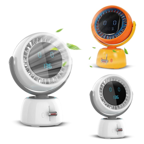 Desktop Fan, Smart Fan with Ai Intelligent Facial Recognition, Rechargeable Air Circulator Fan, 100-Speed Adjustable Yellow Portable Desk Fan, 7.75X6.25X4 in Compact Size, 360°