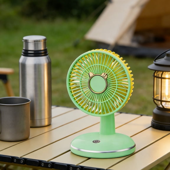 Desktop Fan, USB Rechargeable Round Base Fan with 3 Speeds, Quiet Portable Table Fan for Home Office Outdoor Summer Cooling