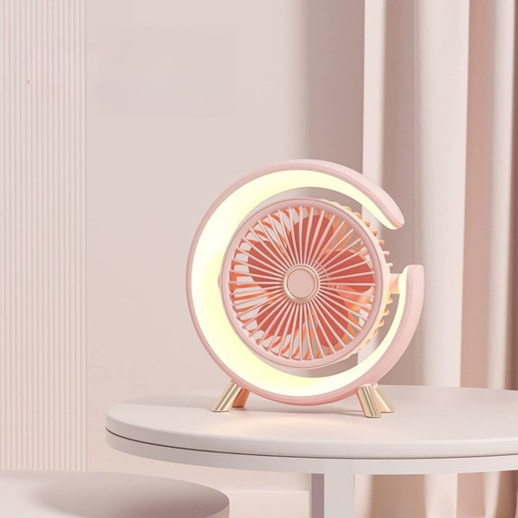 Desktop Fan with LED Night Light USB Powered Quiet 3 Speeds Lightweight Portable for Student Dormitory Home Office